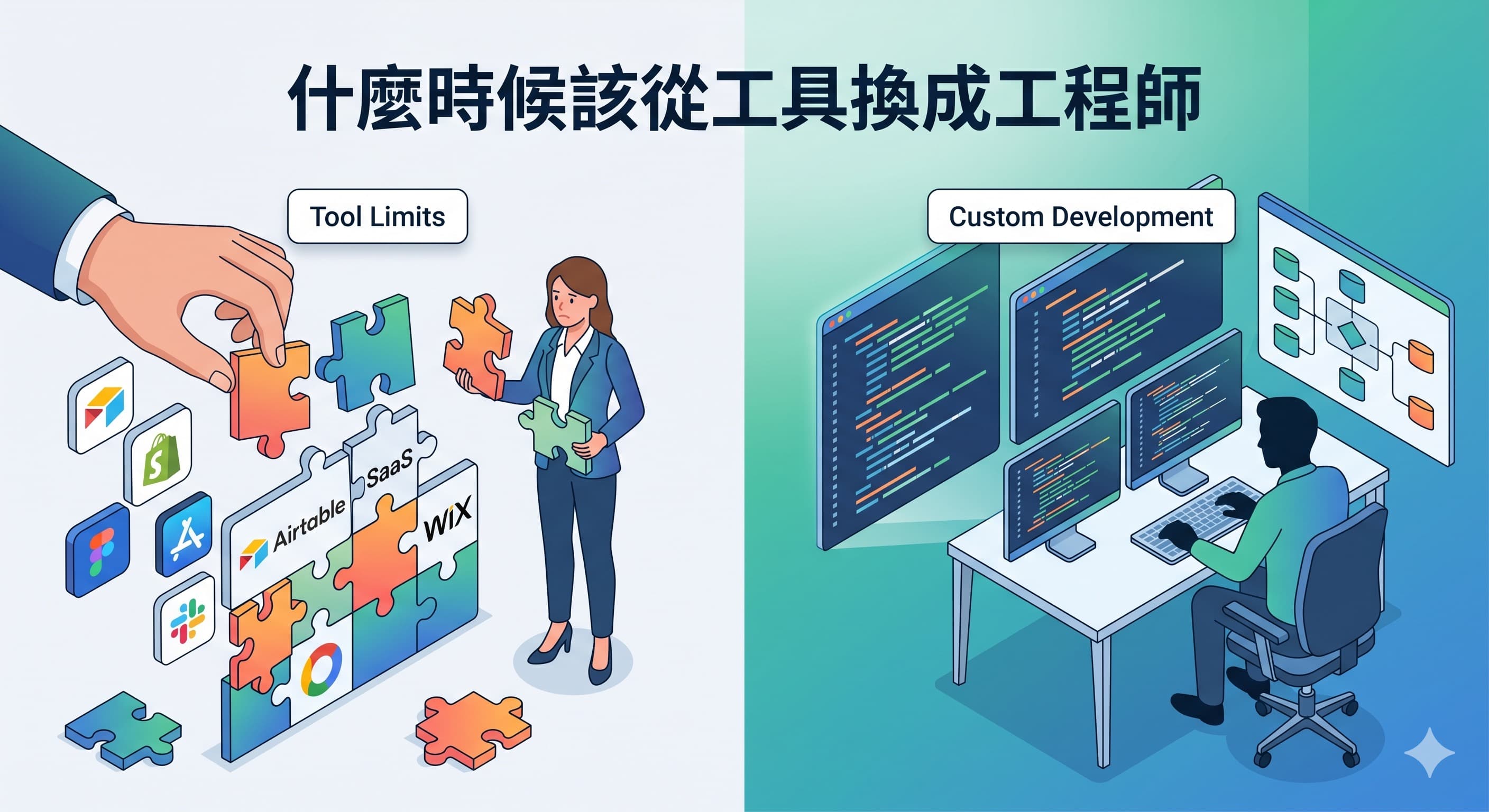 團隊在會議桌前討論系統工具與工程師協作時機的決策場景